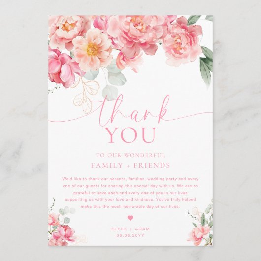 Piper Peony Floral Menu & Dank u (Achterkant)