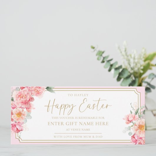 Piper Peony Happy Easter Gift Voucher Kaart (Staand voorkant)