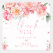 Piper Pioen Bloem Vlinder Bedank Sticker (Voorkant)