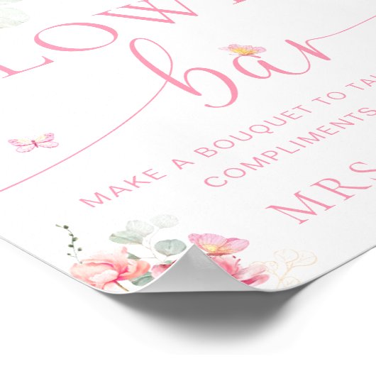 Piper Pioen Bloem Vlinder Bloem Bar Teken Poster (Hoek)