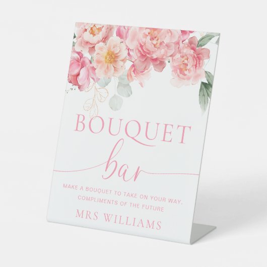 Piper Pioen Bloemboeket Bloemenbar Reclamebord Met Voetstuk (Voorkant)