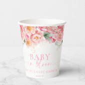 Piper Pioen Bloemen Baby in Bloom Baby shower Papieren Bekers (Voorkant)