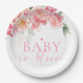 Piper Pioen Bloemen Baby in Bloom Baby shower Papieren Bordje (Voorkant)