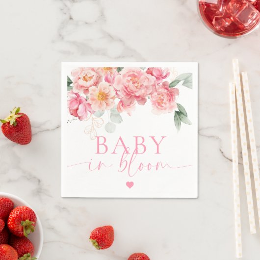 Piper Pioen Bloemen Baby in Bloom Baby shower Servet (Insitu)
