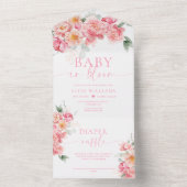 Piper Pioen Bloemen Baby shower Baby in bloei All In One Uitnodiging (Binnen)