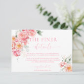 Piper Pioen Bloemen Baby Shower Details Kaart (Staand voorkant)