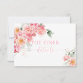 Piper Pioen Bloemen Baby Shower Details Kaart (Achterkant)