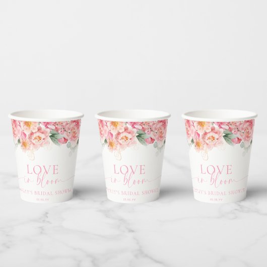 Piper Pioen Bloemen Liefde In Bloom Vrijgezellenfe Papieren Bekers (Multi)