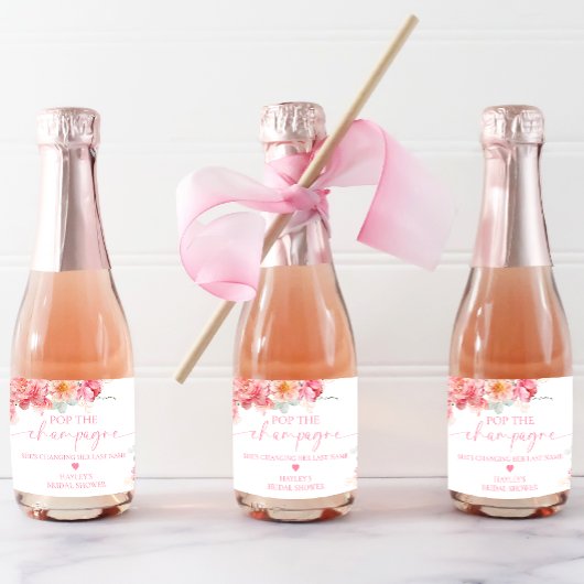Piper Pioen Bloemen Pop de Champagne Vrijgezellenf Sparkling Wijnetiket