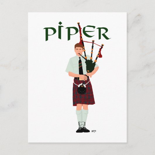 PIPER Rood Geruit Briefkaart (Voorkant)