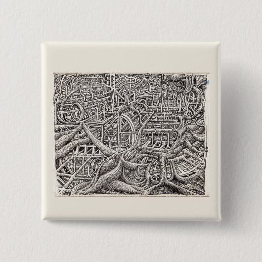 Pipescape van Brian Benson Vierkante Button 5,1 Cm (Voorkant)