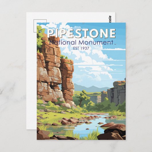 Pipestone Nationaal Monument Minnesota Travel Art Briefkaart (Voorkant / Achterkant)
