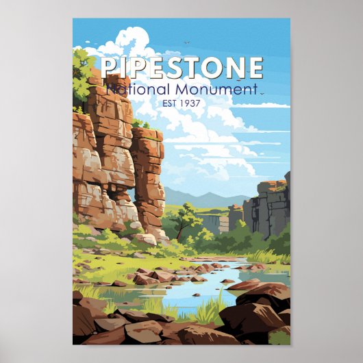 Pipestone Nationaal Monument Minnesota Travel Art Poster (Voorkant)