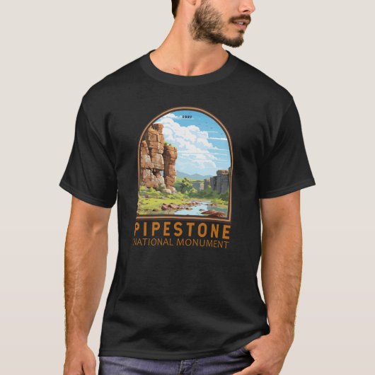 Pipestone Nationaal Monument Minnesota Travel Art T-shirt (Voorkant)