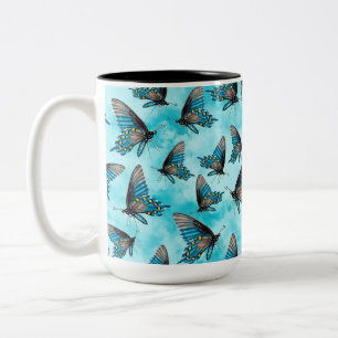 Pipevine Swallowtail Vlinder Aqua Wolken Tweekleurige Koffiemok