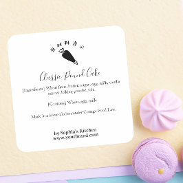 Piping Bag Bakery Ingredient Label Minimalist