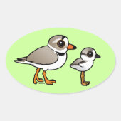Piping Plover met kuiken Ovale Sticker (Voorkant)