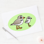 Piping Plover met kuiken Ovale Sticker (Envelop)