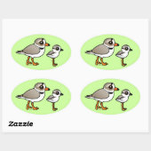 Piping Plover met kuiken Ovale Sticker (Vel)