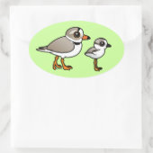 Piping Plover met kuiken Ovale Sticker (Tas)