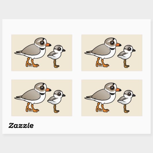 Piping Plover met kuiken Rechthoekige Sticker (Vel)