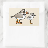 Piping Plover met kuiken Rechthoekige Sticker (Tas)