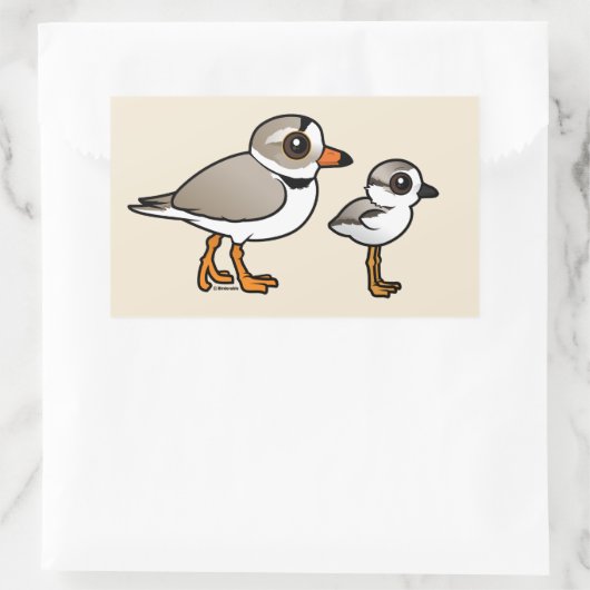 Piping Plover met kuiken Rechthoekige Sticker (Tas)