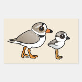 Piping Plover met kuiken Rechthoekige Sticker (Voorkant)