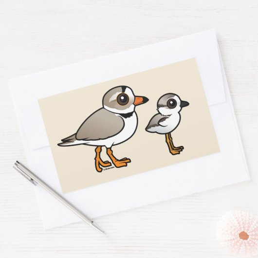 Piping Plover met kuiken Rechthoekige Sticker (Envelop)