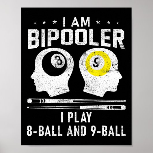 Pipooler Pool Player Pool Cool biljart 8 en 9 L Poster (Voorkant)