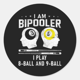 Pipooler Pool Player Pool Cool biljart 8 en 9 L Ronde Sticker