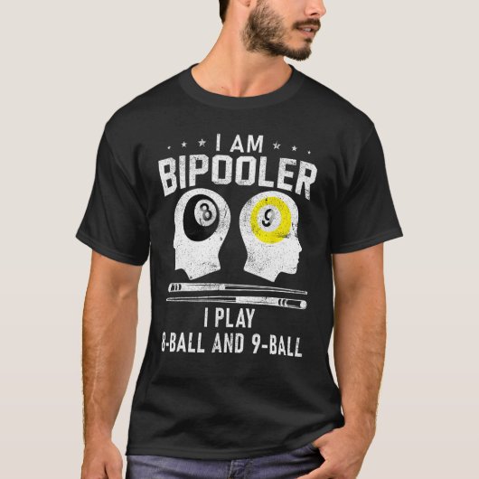 Pipooler Pool Player Pool Cool Billiards 8 and 9 B T-shirt (Voorkant)
