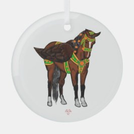 Pippael Halt bij X Carousel Pegasus Glas Ornament