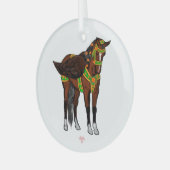 Pippael Halt bij X Carousel Pegasus Glas Ornament (Voorkant links)