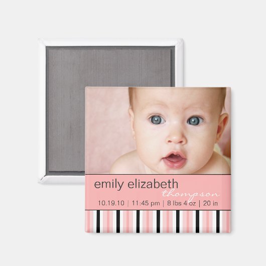 Pippy Roze Streep Baby Fotomagneet Magneet
