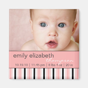 Pippy Roze Stripe Baby Magnet