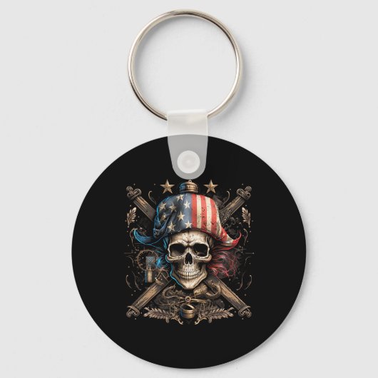 Piraat 4 juli Amerikaanse vlag VS Amerika Grappig Sleutelhanger (Voorkant)