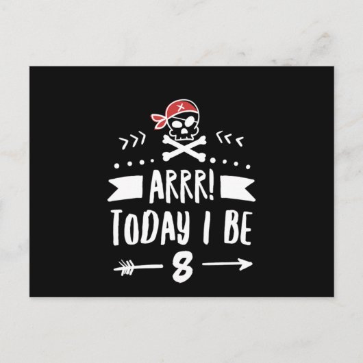 Piraat 8e Verjaardagsfeest Arrr Vandaag Word Ik 8  Briefkaart (Voorkant)