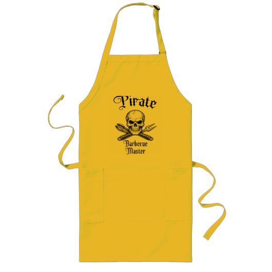 Piraat Barbecue Meester Schedelontwerp Lang Schort (Voorkant)