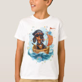 Piraat Dackel Grappige Hond Kinderen T-shirt (Voorkant)