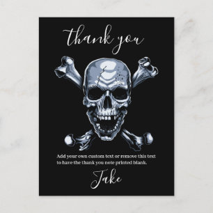 Piraat Dank je Grije Schedel en Botten Ansichtkaar Briefkaart