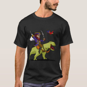 Piraat die op T-Rex dinosaurus rijdt, grappige pap T-shirt