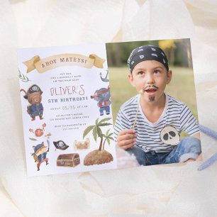 Piraat Dieren Foto Verjaardagsfeestje Kaart