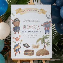Piraat Dieren Verjaardagsfeest Welkomstbord Poster