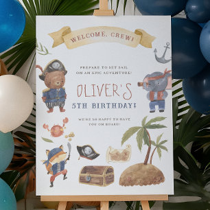 Piraat Dieren Verjaardagsfeest Welkomstbord Poster