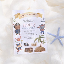 Piraat Dieren Verjaardagsfeestje Kaart