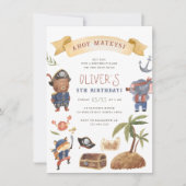 Piraat Dieren Verjaardagsfeestje Kaart (Voorkant)