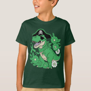 Piraat Dino Groene Lint Bewustzijn Piraat Dinosaur T-shirt
