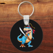 Piraat Dinosaur T Rex Jongens Kinderen Grappig Hal Sleutelhanger (Voorkant)