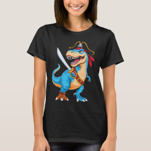 Piraat Dinosaur T Rex Jongens Kinderen Grappig Hal T-shirt